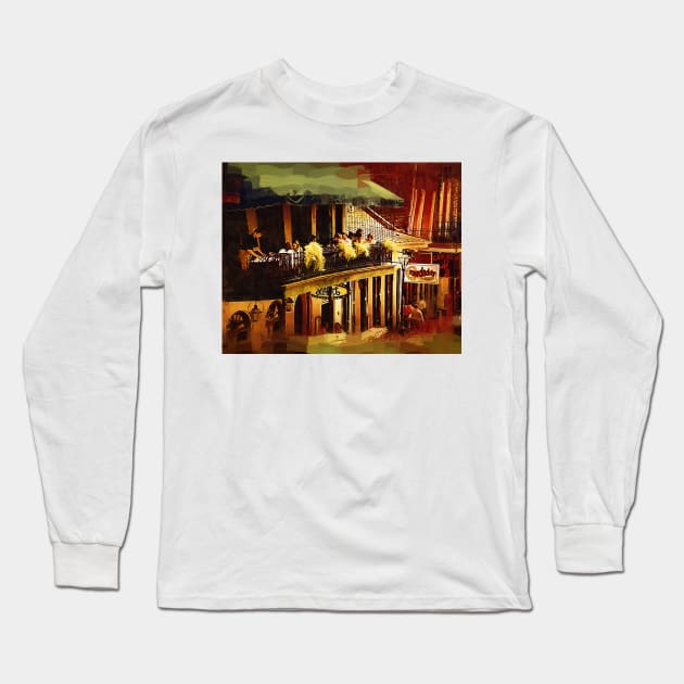 New Orleans Cafe Long Sleeve T-Shirt by KirtTisdale